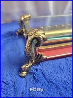 Vintage Rouge Sainte Croix Swiss Music Box Glass Case Dolphin Legs Switzerland