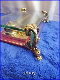 Vintage Rouge Sainte Croix Swiss Music Box Glass Case Dolphin Legs Switzerland