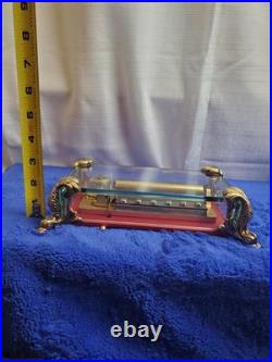 Vintage Rouge Sainte Croix Swiss Music Box Glass Case Dolphin Legs Switzerland