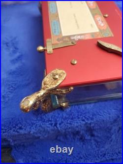 Vintage Rouge Sainte Croix Swiss Music Box Glass Case Dolphin Legs Switzerland