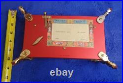 Vintage Rouge Sainte Croix Swiss Music Box Glass Case Dolphin Legs Switzerland