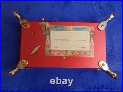 Vintage Rouge Sainte Croix Swiss Music Box Glass Case Dolphin Legs Switzerland