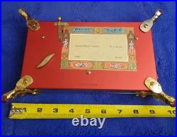 Vintage Rouge Sainte Croix Swiss Music Box Glass Case Dolphin Legs Switzerland