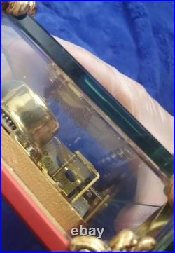 Vintage Rouge Sainte Croix Swiss Music Box Glass Case Dolphin Legs Switzerland