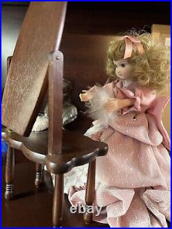 Vintage Royal Heirloom Doll on Music Box with Movement sitting at Makeup Bench