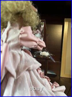 Vintage Royal Heirloom Doll on Music Box with Movement sitting at Makeup Bench