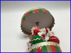 Vintage Sankyo Japan Christmas Carousel Music Box Knee Hugger Elf Elves On Balls