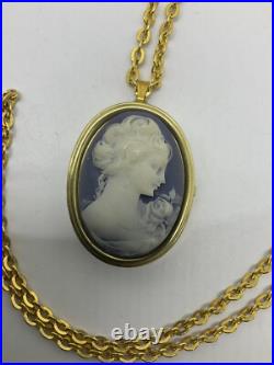 Vintage Sankyo & Wan Cameo Music Box Pendant- Plays Where Do I Begin Love Story