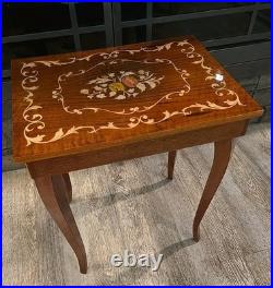 Vintage Santa Lucia Jewelry Table with Built In Music Box Made In ITALY EUC