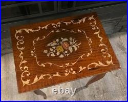 Vintage Santa Lucia Jewelry Table with Built In Music Box Made In ITALY EUC