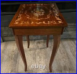 Vintage Santa Lucia Jewelry Table with Built In Music Box Made In ITALY EUC