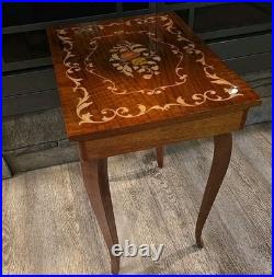 Vintage Santa Lucia Jewelry Table with Built In Music Box Made In ITALY EUC