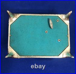 Vintage Silver Tone Enamel Butterfly Animated Motion Music Jewelry Box