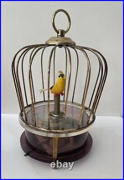 Vintage Singing Automation Bird In Brass Cage Music Box Japan Tokyo Pigeon