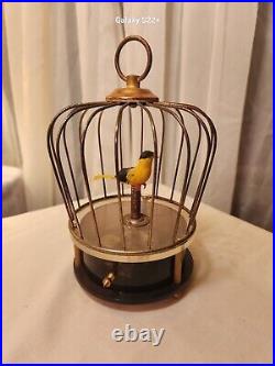 Vintage Singing Automation Bird In Brass Cage Music Box Japan Tokyo Pigeon