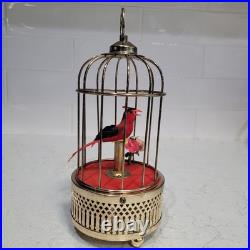 Vintage Singing Bird Cage Automaton Wind up music box made in Japan Working