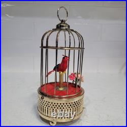 Vintage Singing Bird Cage Automaton Wind up music box made in Japan Working