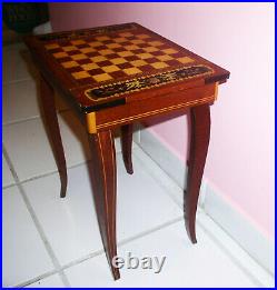 Vintage Small Wooden Musical Table From Italy CheckerBoard Top Beautiful Design