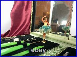 Vintage Spinning Ballerina Manicure Set Music Box VIDEO