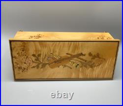 Vintage Splendid Music Box Made in Italy 8 Burl Maple Violin Inlays Swiss