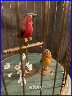 Vintage Swiss Bird Cage Double Birds Automaton Two Birds Made In Switzerland