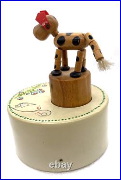 Vintage Swiss Made Animated Music Box w Moving Dog Plays Doggie in the Window