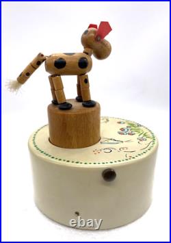 Vintage Swiss Made Animated Music Box w Moving Dog Plays Doggie in the Window