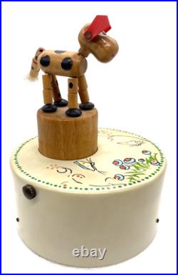 Vintage Swiss Made Animated Music Box w Moving Dog Plays Doggie in the Window