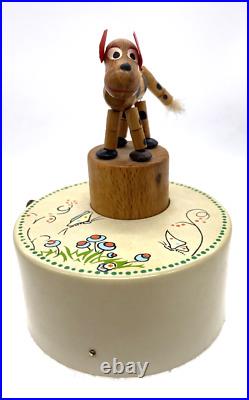 Vintage Swiss Made Animated Music Box w Moving Dog Plays Doggie in the Window