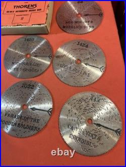 Vintage Swiss Metal Song Discs for Automatic Music Box Thorens Lot Of 10 W Box
