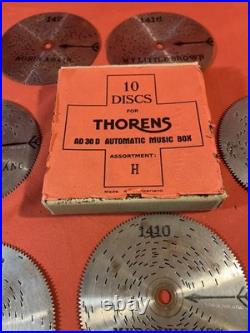 Vintage Swiss Metal Song Discs for Automatic Music Box Thorens Lot Of 10 W Box