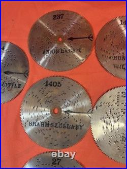 Vintage Swiss Metal Song Discs for Automatic Music Box Thorens Lot Of 8
