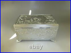 Vintage Swiss Music Box Silver Tone Metal Jewelry Play 2 Songs (Watch Video)