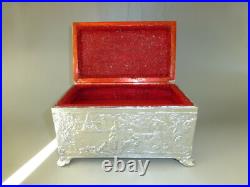 Vintage Swiss Music Box Silver Tone Metal Jewelry Play 2 Songs (Watch Video)