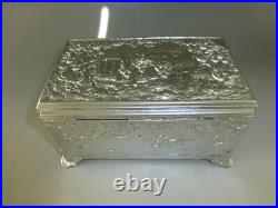 Vintage Swiss Music Box Silver Tone Metal Jewelry Play 2 Songs (Watch Video)