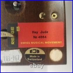 Vintage Swiss Reuge 3 Comb Beatles 3 Song Music Box, Nice Shape, Tested Works