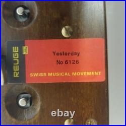 Vintage Swiss Reuge 3 Comb Beatles 3 Song Music Box, Nice Shape, Tested Works