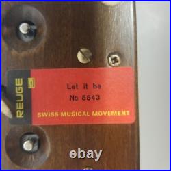 Vintage Swiss Reuge 3 Comb Beatles 3 Song Music Box, Nice Shape, Tested Works