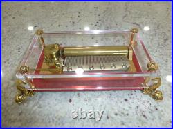 Vintage Swiss Reuge 72 Music Box Clear Acrylic Case Dolphin Legs Vintage Swiss Reuge 72 Music Box Clear Acrylic Case Dolphin Legs