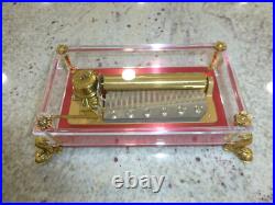 Vintage Swiss Reuge 72 Music Box Clear Acrylic Case Dolphin Legs Vintage Swiss Reuge 72 Music Box Clear Acrylic Case Dolphin Legs