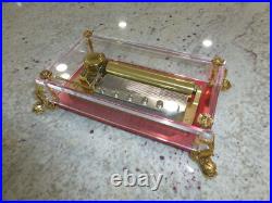 Vintage Swiss Reuge 72 Music Box Clear Acrylic Case Dolphin Legs Vintage Swiss Reuge 72 Music Box Clear Acrylic Case Dolphin Legs