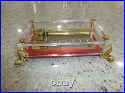 Vintage Swiss Reuge 72 Music Box Clear Acrylic Case Dolphin Legs Vintage Swiss Reuge 72 Music Box Clear Acrylic Case Dolphin Legs