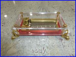 Vintage Swiss Reuge 72 Music Box Clear Acrylic Case Dolphin Legs Vintage Swiss Reuge 72 Music Box Clear Acrylic Case Dolphin Legs