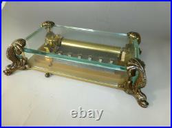 Vintage Swiss Reuge 72 Music Box, Crystal Clear Glass Case Large Dolphin Legs