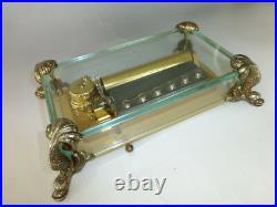 Vintage Swiss Reuge 72 Music Box, Crystal Clear Glass Case Large Dolphin Legs
