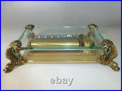 Vintage Swiss Reuge 72 Music Box, Crystal Clear Glass Case Large Dolphin Legs