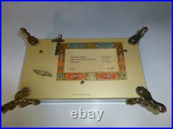 Vintage Swiss Reuge 72 Music Box, Crystal Clear Glass Case Large Dolphin Legs