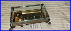 Vintage Swiss Reuge 72 Music Box, Crystal Clear Glass Case With Dolphin Legs