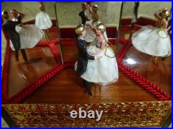 Vintage Swiss Reuge Couple Dancing Ballerina Musical Jewelry Box Automaton