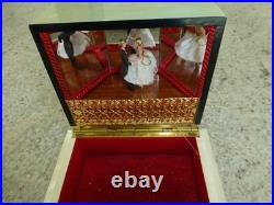 Vintage Swiss Reuge Couple Dancing Ballerina Musical Jewelry Box Automaton